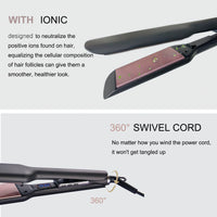 stylocks Ionic Hair Straighteners for Women,5.7cm Ceramic Wide Plate 120℃ to 220℃ LED Digital Display Side Temp Button Lock and Unlock Hair Straightener 2m 360 ° Swivel Cord for Short Medium Long Hair