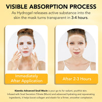 MXCZBSM Snail Mucin Face Masks,6 Pack Snail Collagen Face Mask,Snail Serum Face Mask Promote Elastin Production,Strengthen The Skin Barrier,Leaving You With Firmer And Smoother Skin