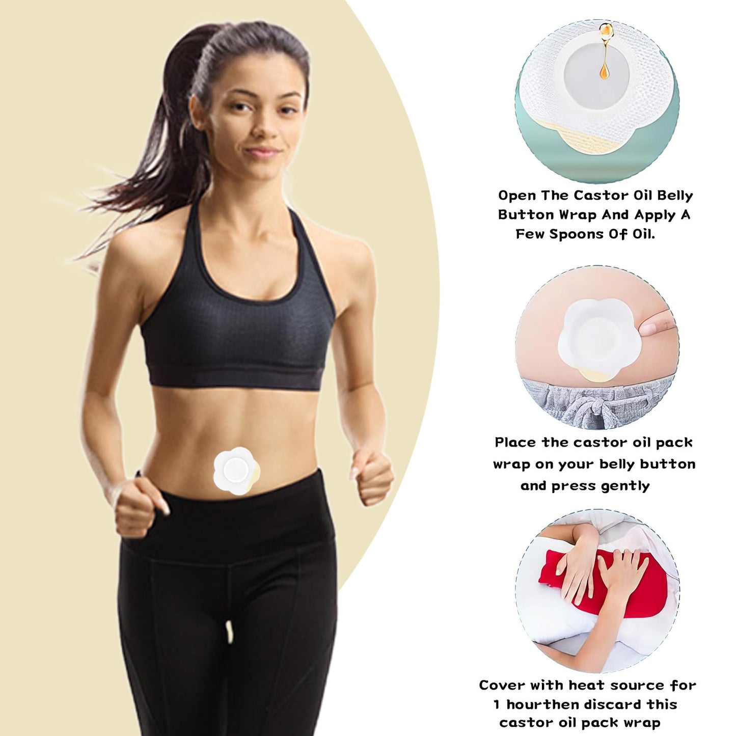 KPSRFG 100Pcs Castor Oil Belly Button Patch, Castor Oil Patches for Belly Button