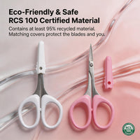 Pafason PAFASON Small High Precision Eyebrow Grooming Scissors Set, Beauty Makeup Cosmetic Tool, Curved, Straight Tip, Stainless Steel, Safety Case for Trimming Eyelash Extensions