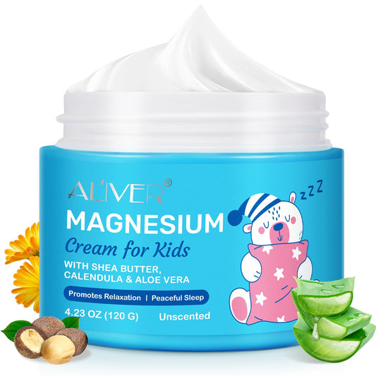 Magnesium Cream for Kids - Natural Soothing & Calming Magnesium Lotion with Aloe Vera & Chamomile, Perfect for Sensitive Skin, Promotes Relaxation & Better Sleep - 120g