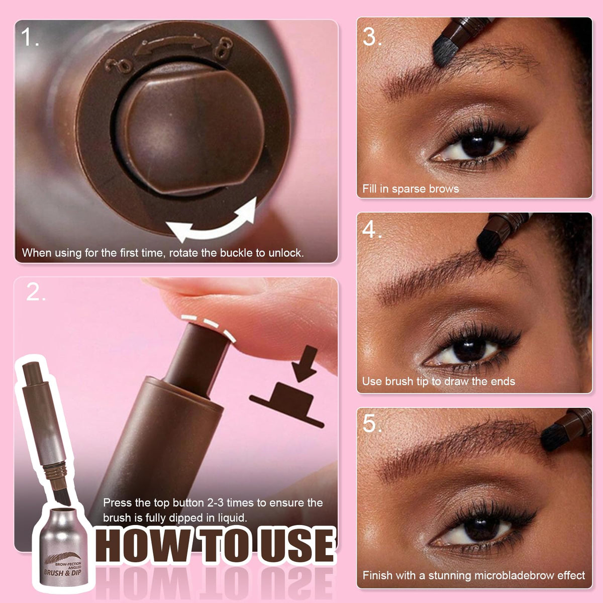 Ledeak Liquid Eyebrow Pen, Long Lasting Waterproof Eyebrow Pencil, Natural Shaping Brow Pen with Eyebrow Brush, Smudge Proof Eyebrow Makeup Dye Kit for Naturally Defined Eyebrows (Taupe)