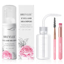 BREYLEE Lash Shampoo Kit 60ml, Rinse Bottle & 2 Brushes, for Extensions