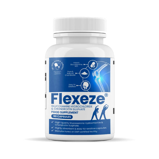 The Good Vitamin Company Flexeze: 90 Capsules - Premium Dietary Supplement with Glucosamine & Chondroitin for Bone and Joint Care by Good Vitamin Company