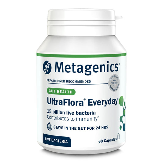 Metagenics UltraFlora Everyday Dairy Free Probiotic - 15 billion live bacteria and Vitamin D3 - Supports Gut Health - For Daily Use - 60 Capsules