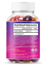 BeLive Probiotic Gummies - Probiotics with 5 Billion CFUs for Digestive Health, Men, Women & Kids - for Immune Support, Sugar Free & Vegan | 60 Ct – Blueberry, Strawberry & Orange (60 Count)
