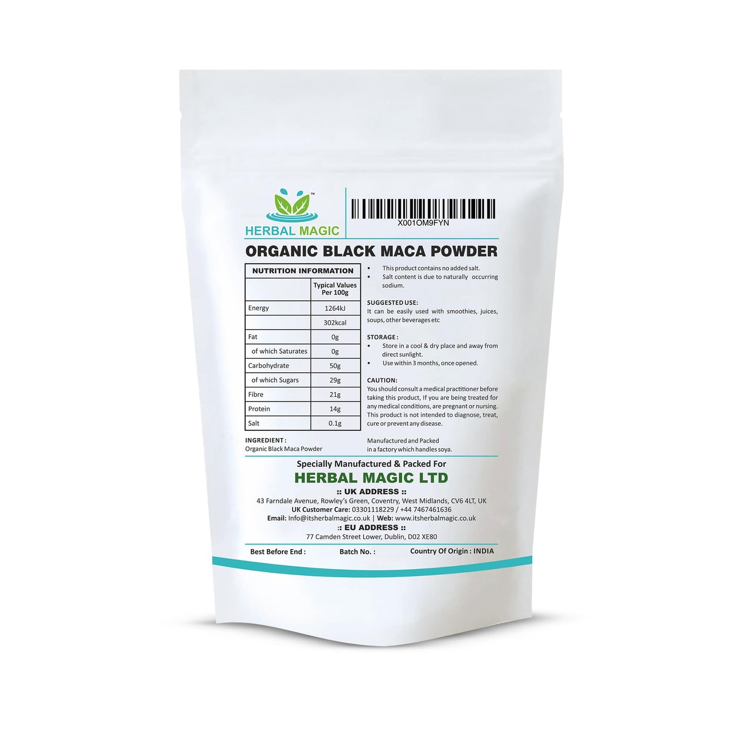 Herbal Magic Organic Black Maca Root Powder- Sparkle Your Smoothies, Milkshakes, Recipes- Naturally Sweet & nutritive - Free from Fillers & preservatives-100g