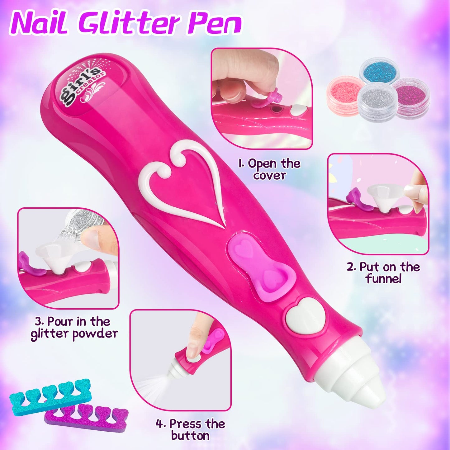 hirsrian Toys for 5 6 7 8 9 10 Year Old Girls, Kids Nail Polish Sets for Girls, Kids Makeup Sets for Girls, Present for 5-9 Year Old Girl, Nail Art Craft Kits for Kids, Best Gift for 5 6 7 8 9 Year Old Girl