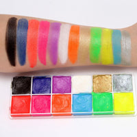 KARLOR UV face paint, 12 neon make-up paint fluorescent body paint black light neon face painting UV face paint body painting glow in UV light UV glow party Halloween oil-based