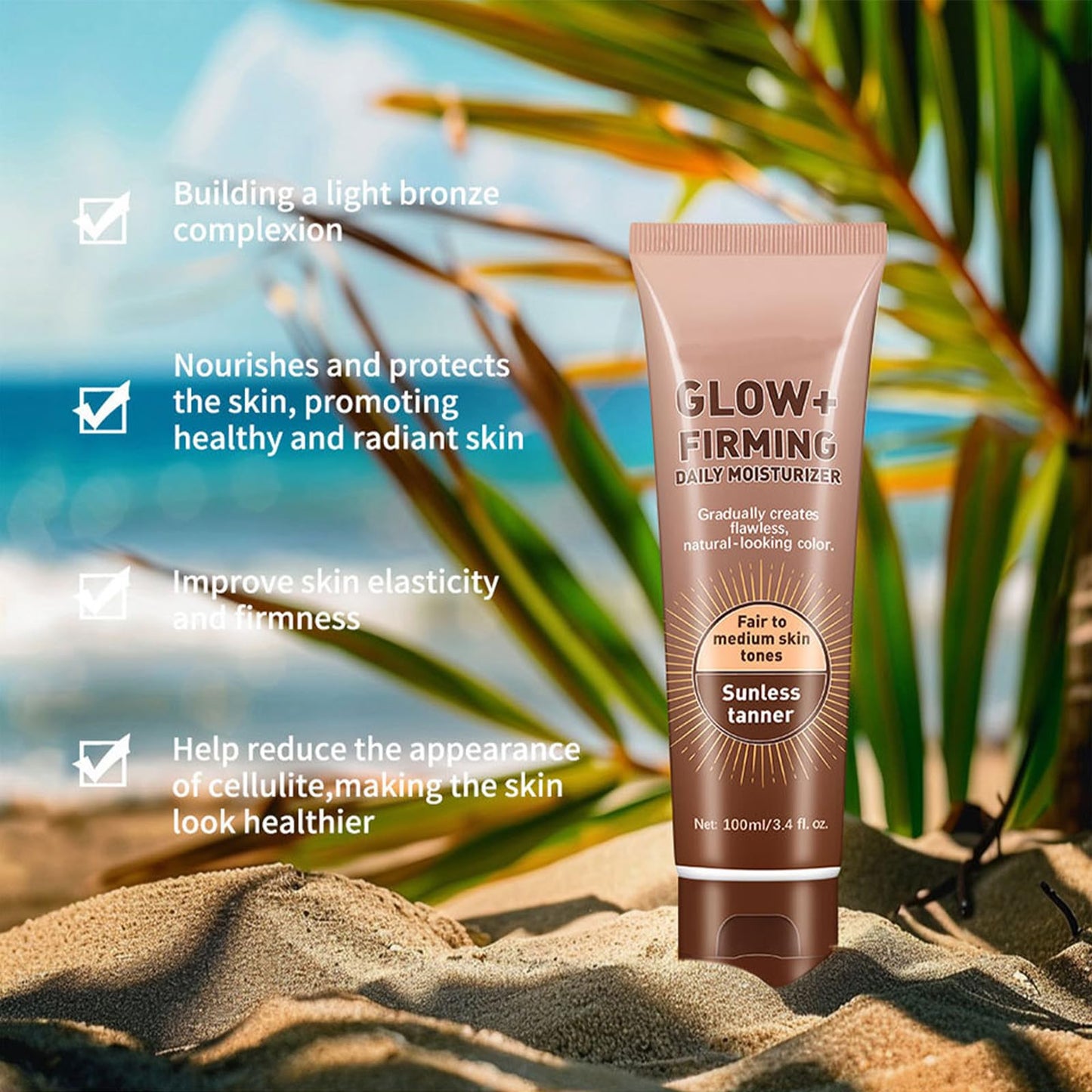AWHXJLY Intensive Tanning Gel, Daily Moisturizer for Sunless Tanner, Natural Tanning Accelerator Cream, Gradually Creates Flawless Natural Looking Color