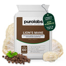 Purolabs Lions Mane Mushroom Extract Supplement 1500mg - 60 High Strength Vegan Capsules with Black Pepper - Made in The UK by Purolabs