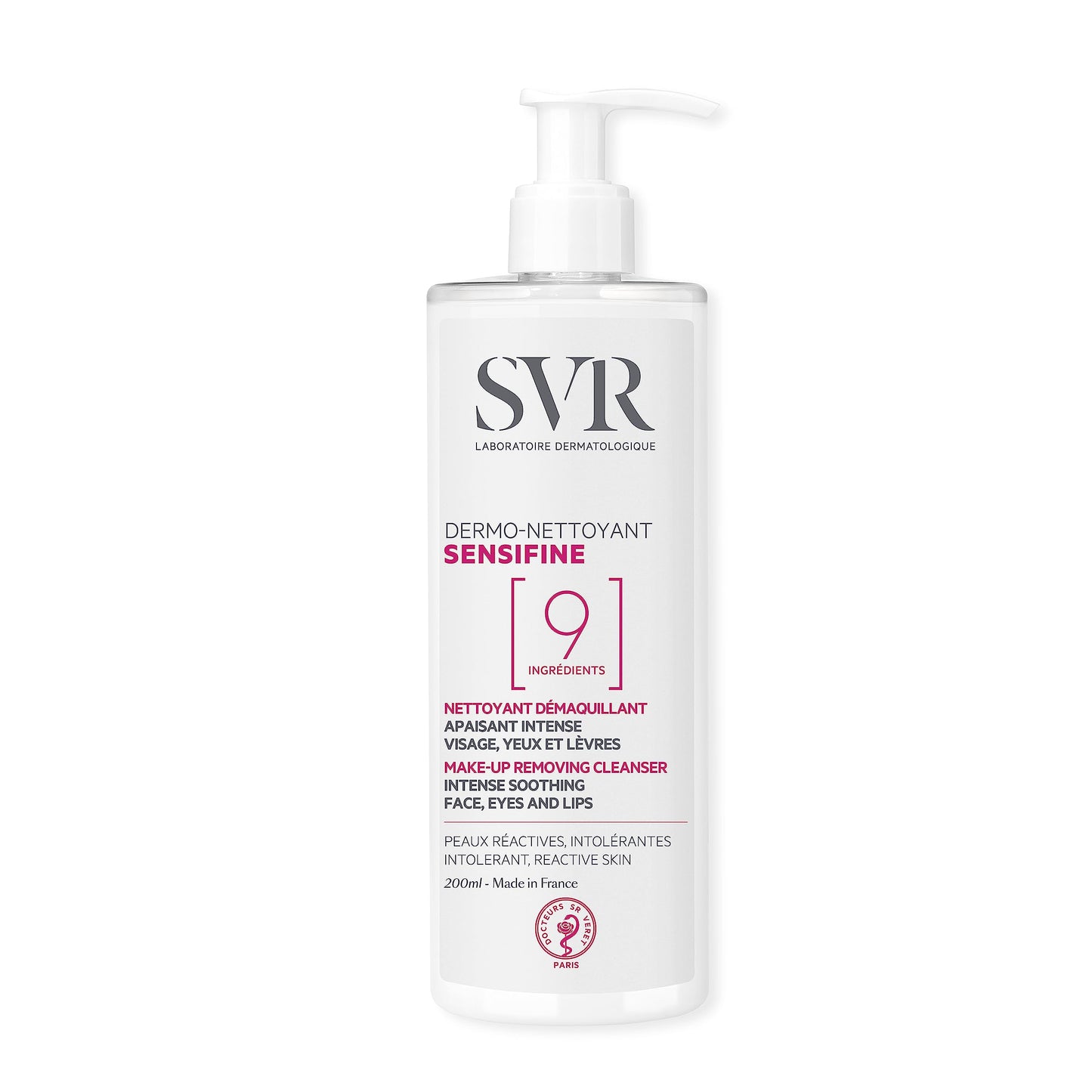 SVR SENSIFINE Soothing Ultra-Gentle Face, Eyes & Lips Cleansing Milk / Makeup Remover for Sensitive, Reactive Skin, 9-Ingredient Minimalist Formula, 400ml