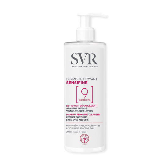 SVR SENSIFINE Soothing Ultra-Gentle Face, Eyes & Lips Cleansing Milk / Makeup Remover for Sensitive, Reactive Skin, 9-Ingredient Minimalist Formula, 400ml