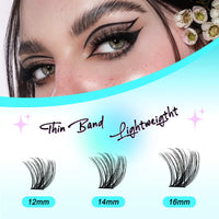PURELEOR Cluster Lashes Kit DIY Individual Lash Clusters at Home False Eyelashes Fluffy Set Including Bond and Seal Tweezers Eyelash Extensions Mixed 12-16mm