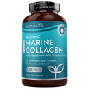 Nutravita Marine Collagen Tablets 1400mg Enhanced with Hyaluronic Acid - Hydrolysed Collagen Supplements for Women & Men - 120 Tablets (2 Month Supply) - with Vitamin C, Vitamin E & Zinc - Not Powder