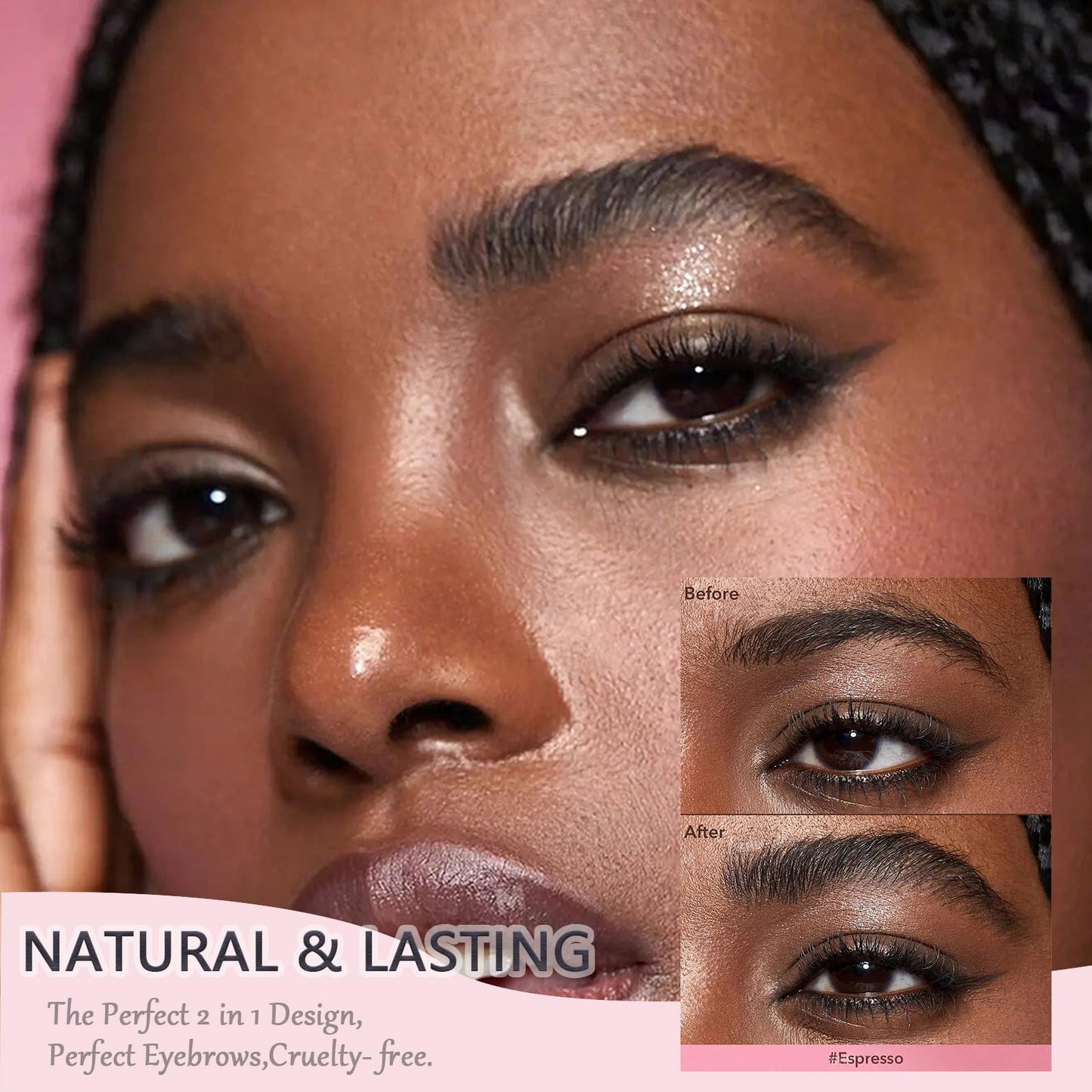 EONFAVE Brow-Fection Angled Brush & Dip - Liquid Eyebrow Brush - Long Lasting Waterproof Smudge Proof Liquid Eyebrow Pen - Hair-Like Strokes Brow Pencil - Creates Natural Looking Brows Effortlessly