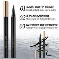 Apooliy Liquid Eyeliner with Eye Liner Stencils,Waterproof Eyeliner Pen with Slim Tip,Quick Drying,Longwearing Eye Makeup Stick,Black