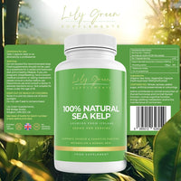 Lily Green Supplements Lily Green Organic Sea Kelp | 500mg Per Serving Thyroid Support Supplement | 435mcg of Iodine Supplement per Capsule | Non-GMO & No Artificial Fillers Cognitive Supplements | 90 Capsules | Made in UK