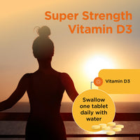 Healthspan Super Strength Vitamin D3 | Immune Health | Bone, Teeth & Muscle Health | Contains 1000iu Natural Source Vitamin D3 in Each Tablet | Vegetarian (60 Tablets)