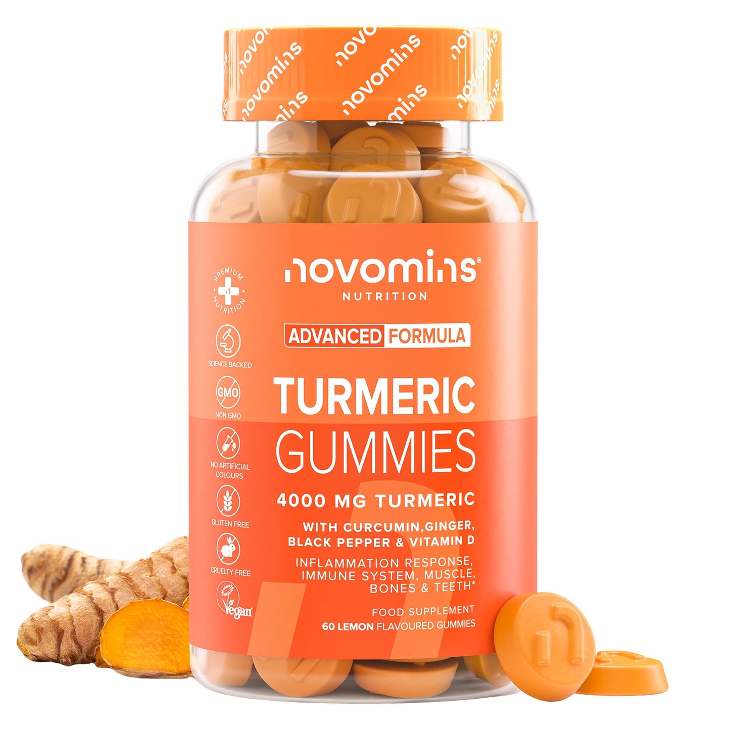 novomins Turmeric Gummies 4000mg | Curcumin & Black Pepper | Novomins
