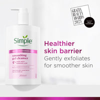 Simple Smoothing Gel Face Cleanser Suitable For Even The Most Sensitive Skin Gel Cleanser With 5% Lactic Acid and Hyaluronic Acid 240 ml