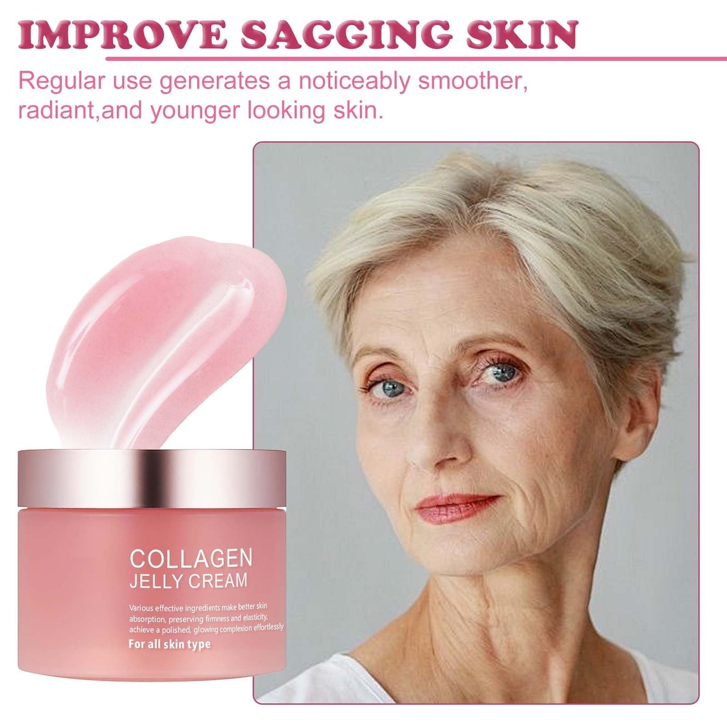 Belligern Collagen Jelly Cream,Collagen Gel Face with Hydrolyzed Protein,Collagen Jelly Face Serum,Reduces Pigmentation,Deeply Moisturizes,Suitable for All Skin Types (110ml)