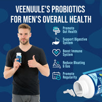 Veenuule 500 Billion CFU Probiotics for Men, 12 Diverse Strains Probiotics for Gut Health with Cranberry, Turmeric, Goji, for Digestive, Bloating & Immune Health, Shelf Stable (60 Count (Pack of 3))