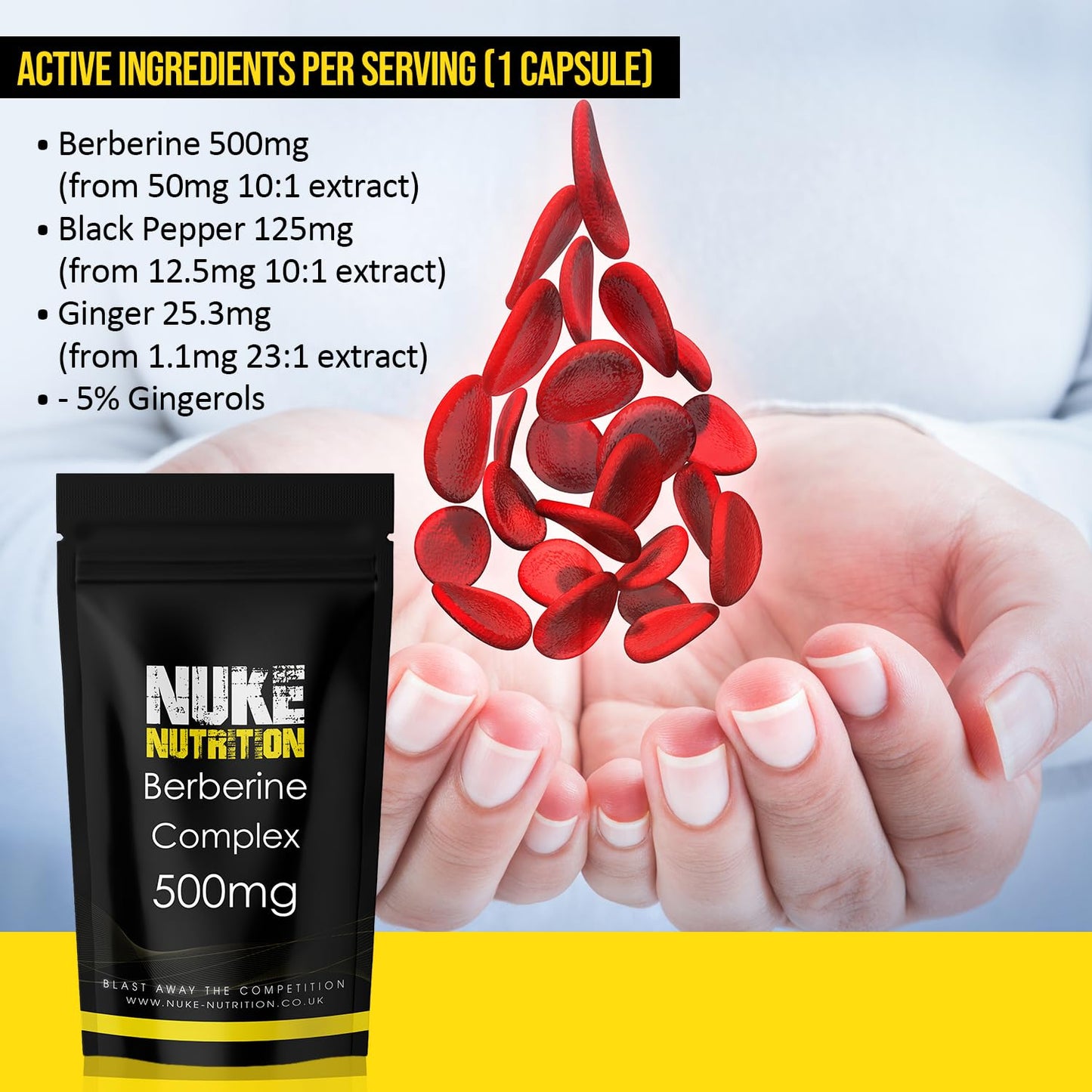 Nuke Nutrition Berberine Supplement 500mg | 60 Capsules