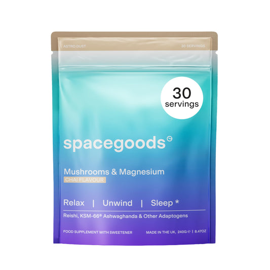 Space Goods Spacegoods Astro Dust 240g ℮, 30 Servings, Contains Magnesium and Ashwagandha, Relax Unwind & Sleep Deeply, Soothe Body & Mind, Chai Flavour