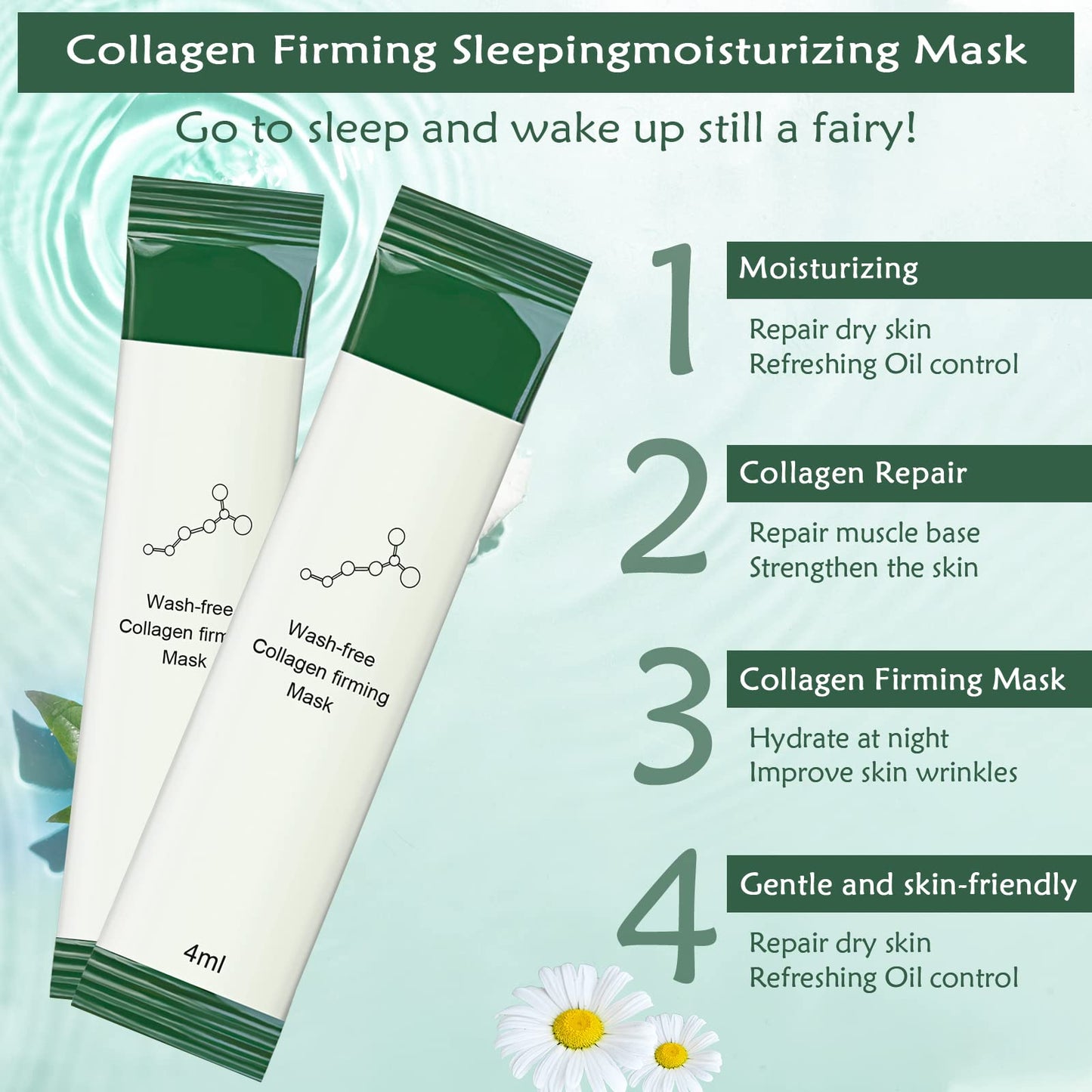 SUNDEER Korean Collagen Firming Mask, 20 PCS Portable Wash-Free Collagen Firming Mask, Sleeping Mask - Hydrating Anti-Aging, Korean Skincare Collagen Jelly Face Mask for Women & Men