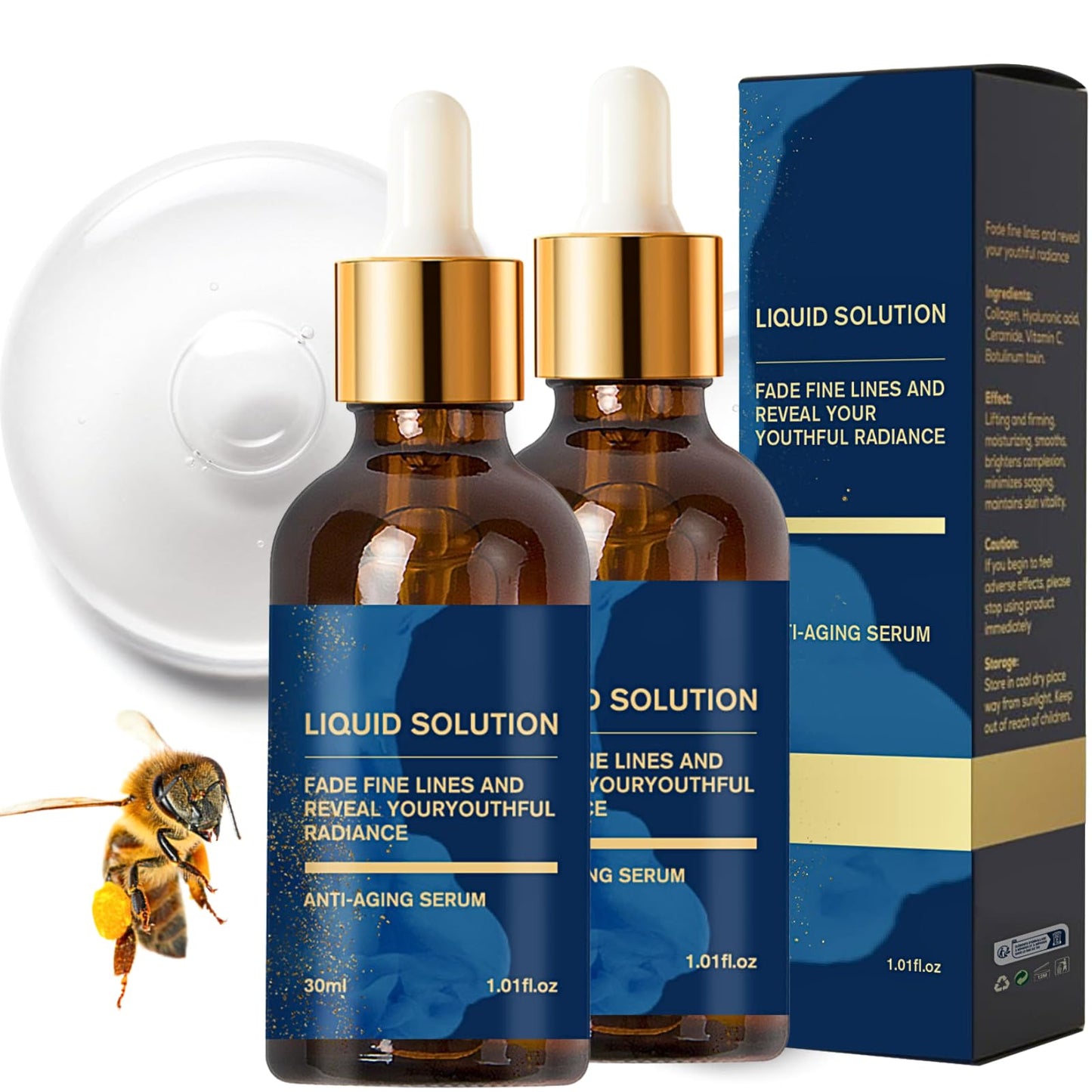 Tongyend 2PC Ola-vita Liquid Boto-x Serum, Liquid Solution Anti Aging Serum with Aloe, Vitamin C Serum, Instant Face Tightening & Reduce Wrinkles, Boost Collagen, Plump Skin, Vegan & Sensitive Skin UK