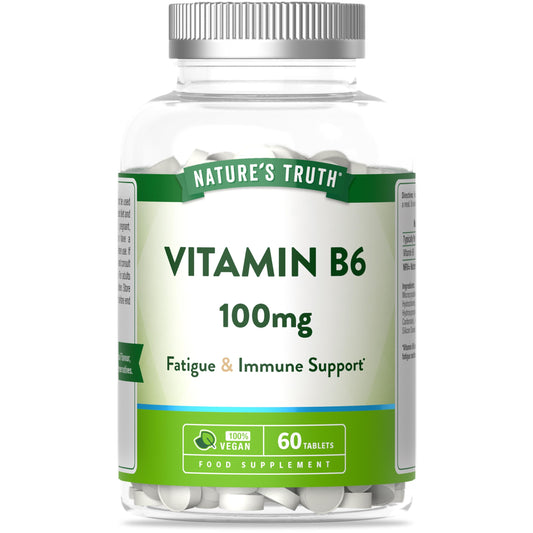 Nature's Truth Vitamin B6 100mg - 60 Vegan Tablets - for Fatigue & Immune Support