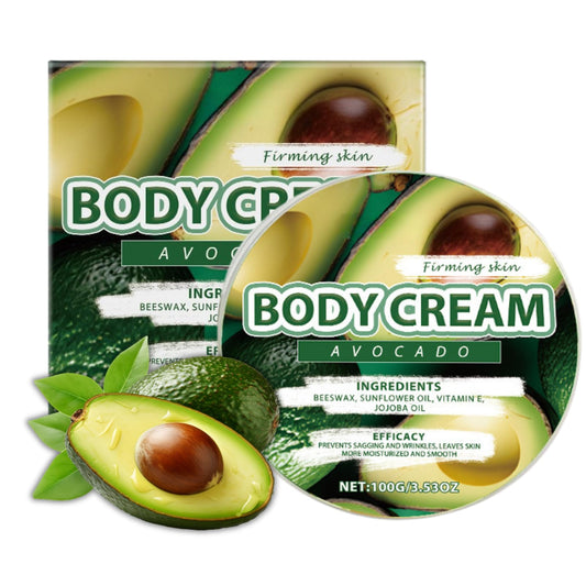 ISBEAUSOLS Avocado Body Cream, Body Moisturiser for Dry Skin, Smoothing & Hydrating Avocado Body Butter & Body Lotion, Prevent Sagging & Wrinkles, Body Creams for Women & Men, Body Care for All Skin Types, 100g