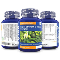 Super Strength B Vitamin Complex, 120 Vegan Tablets. 4 Months Supply. Vitamin B1, B2, B3, B5, B6, B12, Biotin, Choline. Supports Focus, Mental Performance, and Energy. UK Supplier.