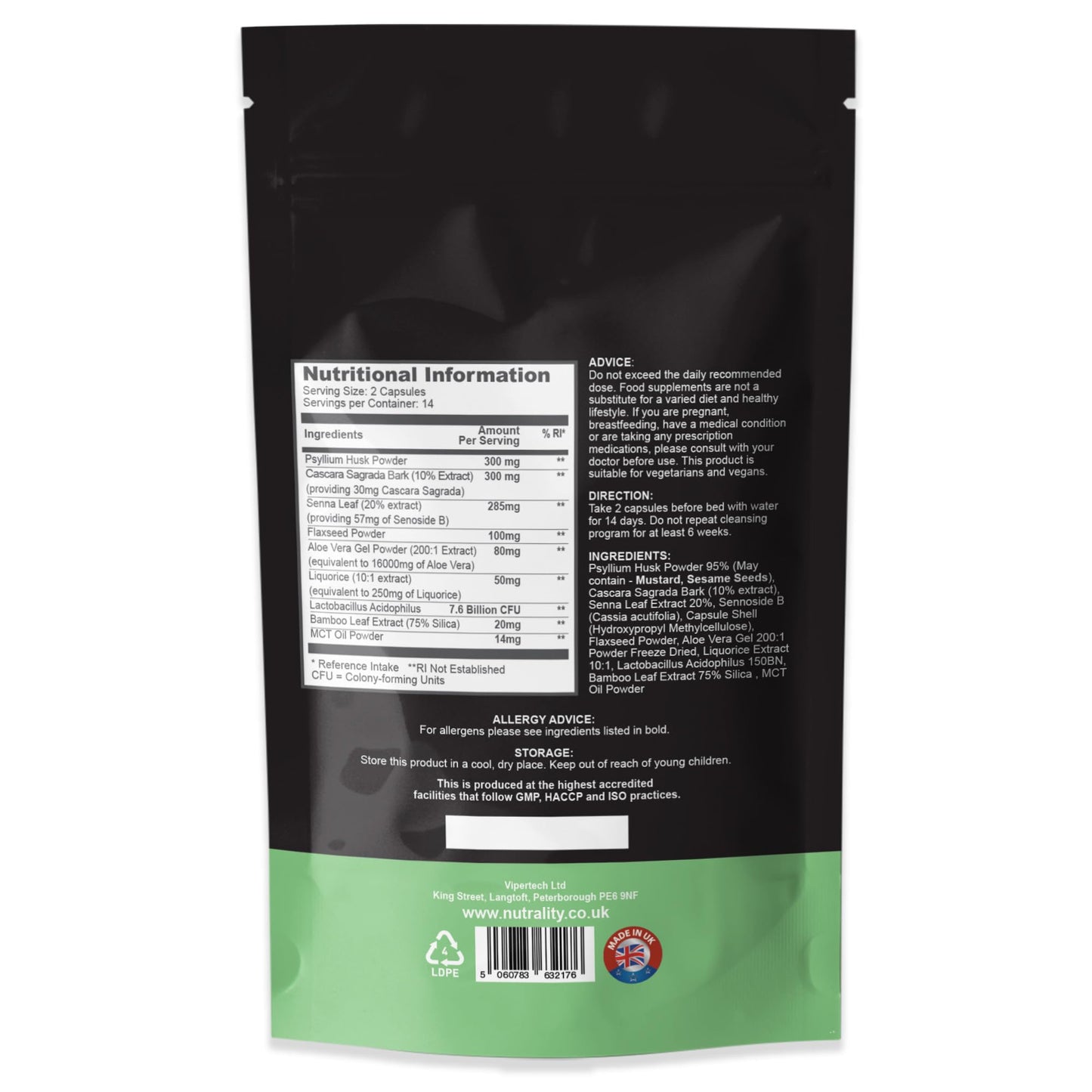 Nutrality Colon Cleanse Advanced Detox Supplement | 14-day Rapid Protocol for a Healthier You | Laxative for Constipation Relief, Stool Softener 100% Natural | Vegan | 28 Capsules