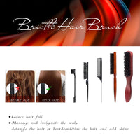 couduan 5 Pcs Slick Back Brush Set - Smoothing & Teasing Brush for Men's Hair & Beard - Rat Tail Comb with Double Sided Edge