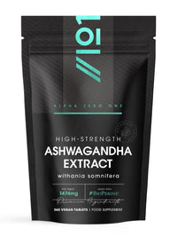 ALPHA01 Ashwagandha Extract 1474mg with BioPerine® - 365 Vegan Tablets (1 Year Supply) - Potent 3% Withanoids - High Strength Ashwagandha Root Extract (not Ashwagandha Capsules)