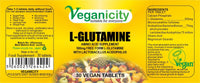 Veganicity L-Glutamine 500mg : Digestive Health Amino Acid Supplement : 30 Tablets, in a Planet-Friendly 99% Recycled Pot