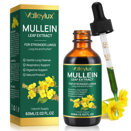 Bibonse Mullein Leaf Extract for Lung, Mullein Drops, Mullein Leaf Liquid Drops, Mullein Extract with Chlorophyll for Lung Cleanse, Premium Health Supplement Drops for Fast Absorption, Alcohol-Free, 60ml