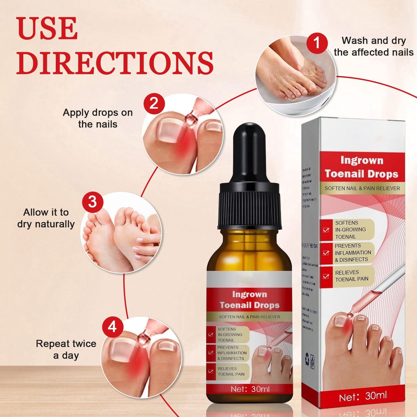Ingrown Toenail Treatment Drop, Cuticle Care Oils for Ingrown Toenails, Trimming Toenail Softening Drops, Natural Ingrown Toenail Correction, Fungal Nail Treatment, Nail Growth Treatment, 30ml