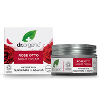 Dr. Organic Dr Organic Rose Otto Night Cream, Moisturising, Healthy-Aging, Wrinkles, Natural, Vegan, Cruelty-Free, Paraben & SLS-Free, Recycled & Recyclable, Certified Organic, 50ml, Packaging may vary