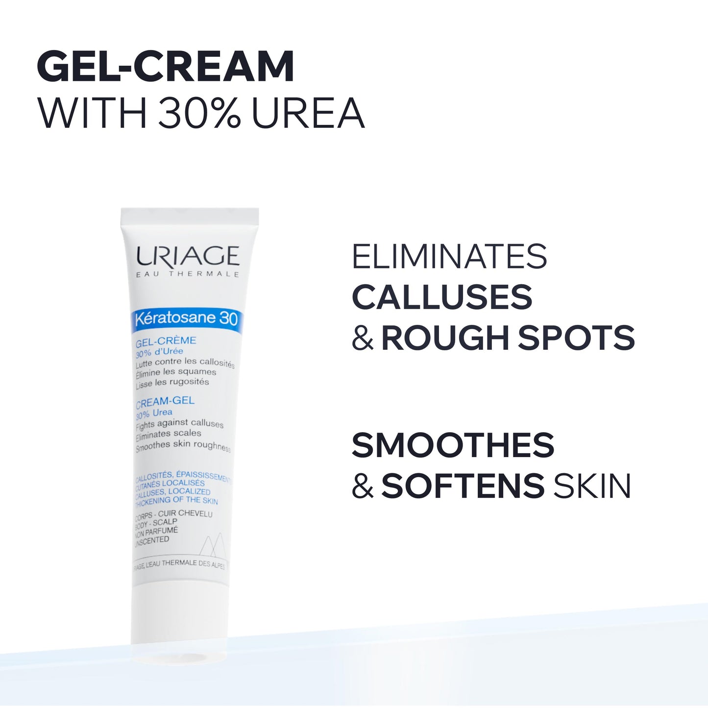 Uriage Keratosane 30 - Concentrated Gel-Cream for Rough, Bumpy Skin, Ingrown Hairs, Keratosis Pilaris - 30% Urea - Fragrance-Free - 40ml