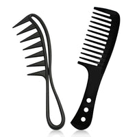 QINCAWIN 2 Pcs Wide Tooth Comb for Curls, Large Teeth Shark Hair Comb, Hair Comb Shark Teeth Hair Hairstyle Tool for Curly Wet Wavy Thick Hair Wigs Barber Salon Curl Comb Women Men(Black)