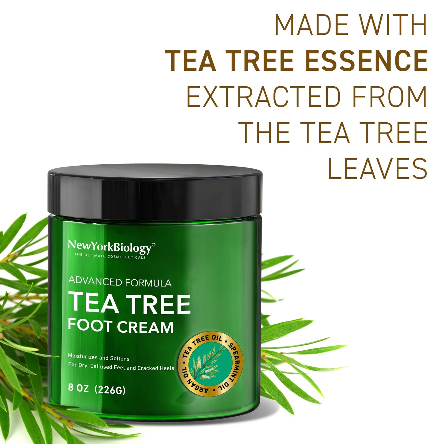 NEW YORK BIOLOGY THE ULTIMATE COSMECEUTICALS New York Biology Tea Tree Oil Foot Cream for Dry Cracked Feet, Cracked Heels and Itchy Skin - Foot Cream - 226 g