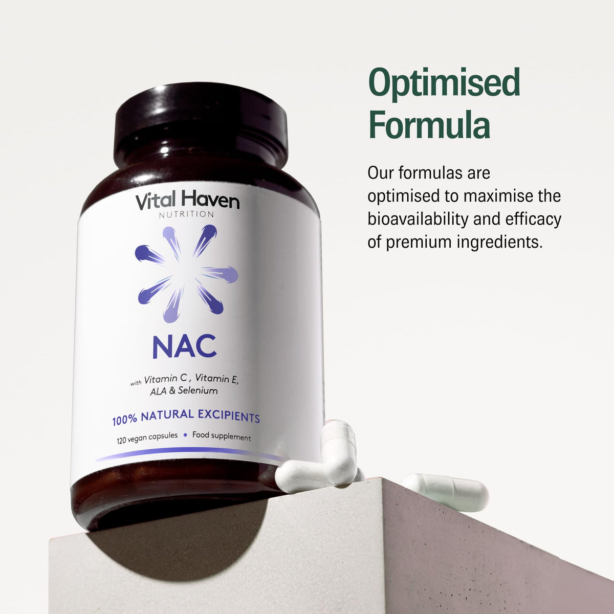 Vital Haven NAC Supplement - N-Acetyl-Cysteine 600mg + Selenium + ALA with VIT C/E - UK Made