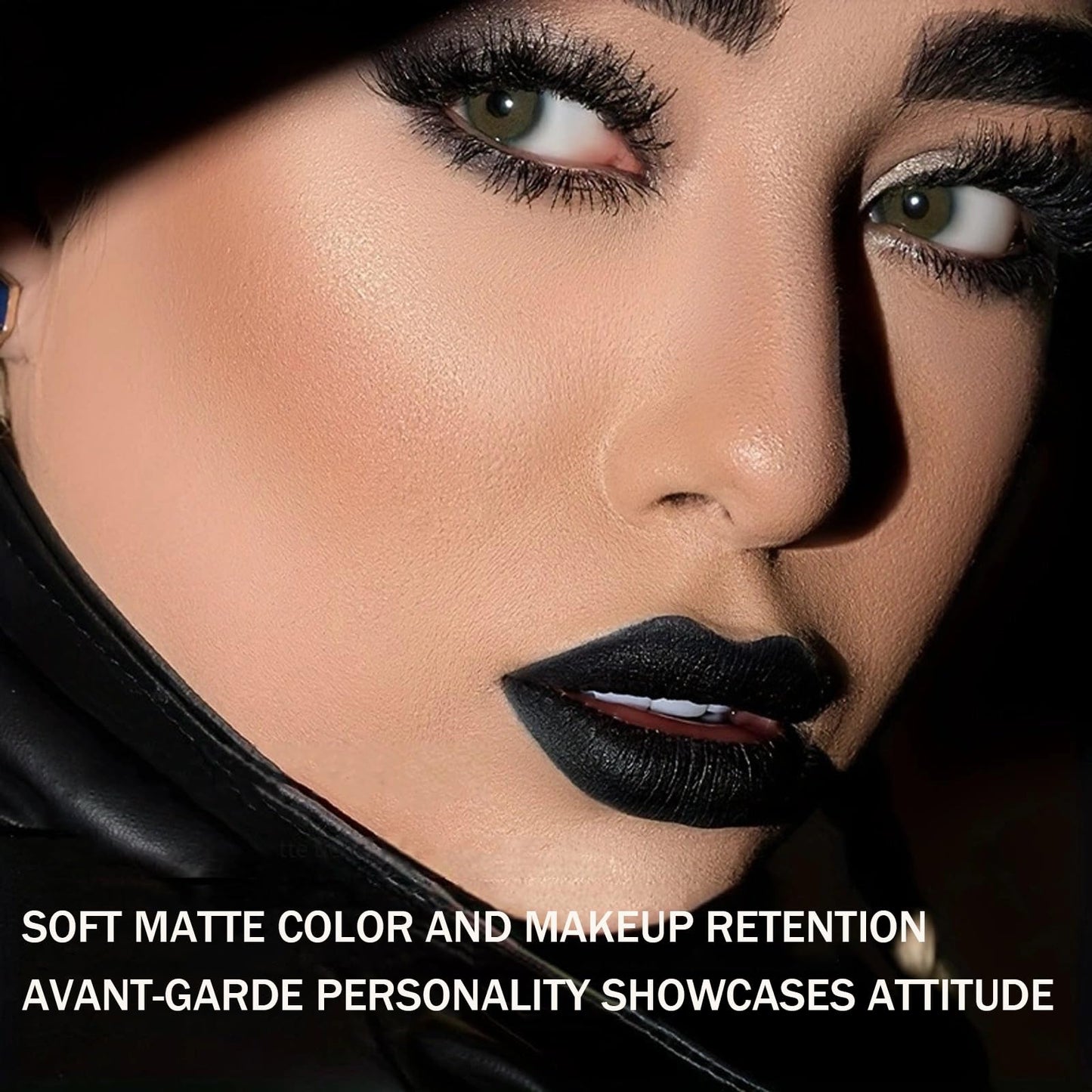 Shengqialun 3PCS Black Matte Liquid Lipstick, Lip Liner and Lipstick Set, Black Lip Gloss, Long-Lasting Velvety Lipstick One-Step Lip Makeup Set for Daily Makeup Goth Makeup and Holiday