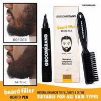 groomarang Beard Pen GROOMARANG® Beard Pencil Filler for Men - Natural Enhancer to Fill, Shape and Define - Black or Brown (Black)