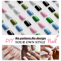 SXVME Hot Pink False Nails Short Medium Square, Gel Press on Nails Coffin Medium Glossy Fake Nails Set Solid Color Acrylic Nail Natural Fit Reusable Stick on Nail for Women Daily Wear, in 24 Pcs