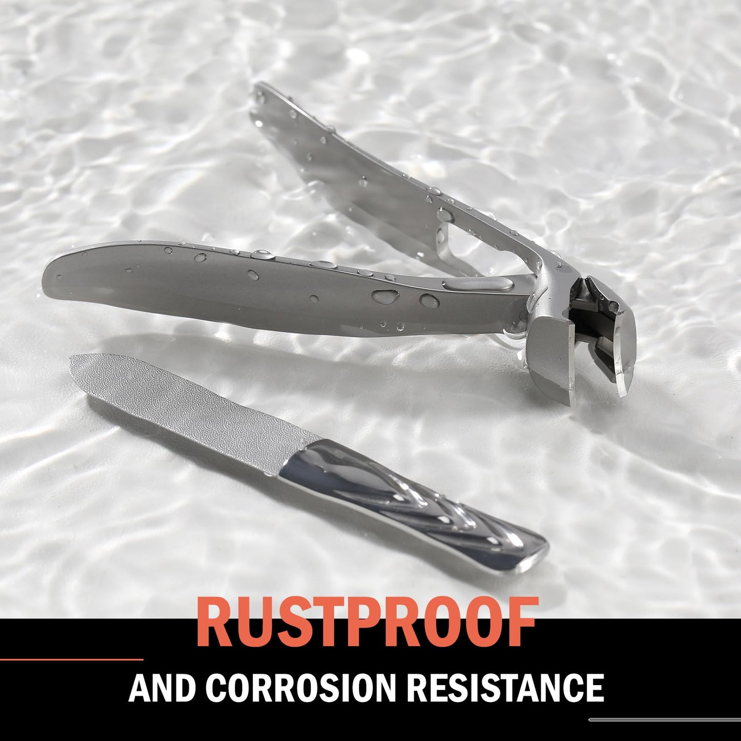 BEZOX Ergonomic Angled Head Precision Toenail Clipper for Senior Thick Nails - Large Finger Nail Clippers Adult with Metal Nail File for Men and Women