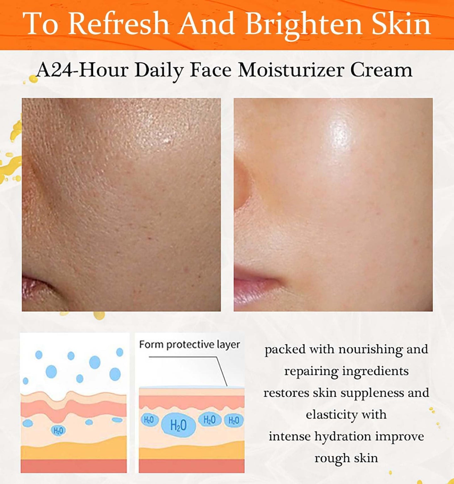 KKwoter Vitamin C Face Cream with Hyaluronic Acid and Vitamin C&E, Anti-Aging & Wrinkle Reduction, Erase Dark Spots and Fine Lines, Natural Skin Care to Hydrate, Plump, and Moisturize for Women